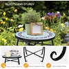 image:imageVINGLI Outdoor Side Table for Patio Small Outdoor Table with Storage Shelf Heavy Duty Metal Frame Patio Side Table for Outside Balcony Garden Porch Celadon Flower RealmBlue Ocean