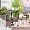 image:imageVINGLI Outdoor Side Table for Patio Small Outdoor Table with Storage Shelf Heavy Duty Metal Frame Patio Side Table for Outside Balcony Garden Porch Celadon Flower RealmBlue Ocean