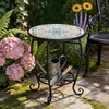 image:imageVINGLI Outdoor Side Table for Patio Small Outdoor Table with Storage Shelf Heavy Duty Metal Frame Patio Side Table for Outside Balcony Garden Porch Celadon Flower RealmCeladon Flower Realm