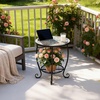 image:imageVINGLI Outdoor Side Table for Patio Small Outdoor Table with Storage Shelf Heavy Duty Metal Frame Patio Side Table for Outside Balcony Garden Porch Celadon Flower RealmCeladon Flower Realm