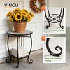 image:imageVINGLI Outdoor Side Table for Patio Small Outdoor Table with Storage Shelf Heavy Duty Metal Frame Patio Side Table for Outside Balcony Garden Porch Celadon Flower RealmCeladon Flower Realm