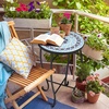 image:imageVINGLI Outdoor Side Table for Patio Small Outdoor Table with Storage Shelf Heavy Duty Metal Frame Patio Side Table for Outside Balcony Garden Porch Celadon Flower RealmBlue Ocean