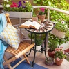 image:imageVINGLI Outdoor Side Table for Patio Small Outdoor Table with Storage Shelf Heavy Duty Metal Frame Patio Side Table for Outside Balcony Garden Porch Celadon Flower RealmBrown Flower
