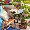 image:imageVINGLI Outdoor Side Table for Patio Small Outdoor Table with Storage Shelf Heavy Duty Metal Frame Patio Side Table for Outside Balcony Garden Porch Celadon Flower RealmBlue Hawaii
