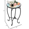 image:imageVINGLI Outdoor Side Table for Patio Small Outdoor Table with Storage Shelf Heavy Duty Metal Frame Patio Side Table for Outside Balcony Garden Porch Celadon Flower RealmBlue Hawaii