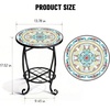image:imageVINGLI Outdoor Side Table for Patio Small Outdoor Table with Storage Shelf Heavy Duty Metal Frame Patio Side Table for Outside Balcony Garden Porch Celadon Flower RealmCeladon Flower Realm