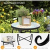 image:imageVINGLI Outdoor Side Table for Patio Small Outdoor Table with Storage Shelf Heavy Duty Metal Frame Patio Side Table for Outside Balcony Garden Porch Celadon Flower RealmBlue Hawaii