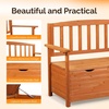 image:imageVINGLI Outdoor Storage Bench Large Wood Deck Box with Seating Weatherproof Outdoor Bench with Storage Loveseat 2Person Wooden Patio Bench for Entryway Backyard GardenOrange Red