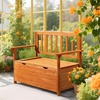 image:imageVINGLI Outdoor Storage Bench Large Wood Deck Box with Seating Weatherproof Outdoor Bench with Storage Loveseat 2Person Wooden Patio Bench for Entryway Backyard GardenOrange Red