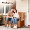 image:imageVINGLI Outdoor Storage Bench Large Wood Deck Box with Seating Weatherproof Outdoor Bench with Storage Loveseat 2Person Wooden Patio Bench for Entryway Backyard GardenOrange Red