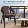 image:imageVINGLI PE Rattan Outdoor Dining Chairs Set of 4 Plastic Stackable Patio Chairs for Indoor Porch Restaurant GardenChampagneBrown