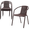 image:imageVINGLI PE Rattan Outdoor Dining Chairs Set of 4 Plastic Stackable Patio Chairs for Indoor Porch Restaurant GardenChampagneBrown