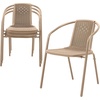 image:imageVINGLI PE Rattan Outdoor Dining Chairs Set of 4 Plastic Stackable Patio Chairs for Indoor Porch Restaurant GardenChampagneChampagne