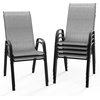 image:imageVINGLI Patio Chairs Set of 2  Stackable Outdoor Dining Chairs with Comfortable Sling High Back Chairs and Armrests for Lawn Poolside Courtyard Balcony Garden YellowSilver Gray