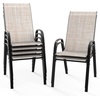 image:imageVINGLI Patio Chairs Set of 2  Stackable Outdoor Dining Chairs with Comfortable Sling High Back Chairs and Armrests for Lawn Poolside Courtyard Balcony Garden YellowYellow