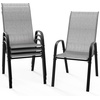 image:imageVINGLI Patio Chairs Set of 2  Stackable Outdoor Dining Chairs with Comfortable Sling High Back Chairs and Armrests for Lawn Poolside Courtyard Balcony Garden YellowSilver Gray