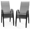 image:imageVINGLI Patio Chairs Set of 2  Stackable Outdoor Dining Chairs with Comfortable Sling High Back Chairs and Armrests for Lawn Poolside Courtyard Balcony Garden YellowSilver Gray
