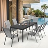 image:imageVINGLI Patio Chairs Set of 2  Stackable Outdoor Dining Chairs with Comfortable Sling High Back Chairs and Armrests for Lawn Poolside Courtyard Balcony Garden YellowSilver Gray