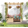image:imageVINGLI Raised Garden Bed with Trellis amp Hanging Roof Wooden Elevated Planter Box with Drainage Holes for Outdoor Climbing Plants Vegetables Flowers Patio Yard Balcony Natural Medium