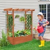 image:imageVINGLI Raised Garden Bed with Trellis amp Hanging Roof Wooden Elevated Planter Box with Drainage Holes for Outdoor Climbing Plants Vegetables Flowers Patio Yard Balcony Teak Medium