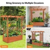 image:imageVINGLI Raised Garden Bed with Trellis amp Hanging Roof Wooden Elevated Planter Box with Drainage Holes for Outdoor Climbing Plants Vegetables Flowers Patio Yard Balcony Teak Medium