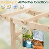 image:imageVINGLI Raised Garden Bed with Trellis amp Hanging Roof Wooden Elevated Planter Box with Drainage Holes for Outdoor Climbing Plants Vegetables Flowers Patio Yard Balcony Natural Medium