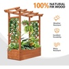 image:imageVINGLI Raised Garden Bed with Trellis amp Hanging Roof Wooden Elevated Planter Box with Drainage Holes for Outdoor Climbing Plants Vegetables Flowers Patio Yard Balcony Teak Medium