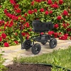 image:imageVINGLI Rolling Garden Stool with Seat and Extendable Handle Gardeners Tool Seat with Wheels and Extra Storage Gifts for People with Bad Knees GreenBlack