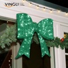 image:imageVINGLI Set of 3 Lighted Iridescent Cut Out Christmas Wreath Decorations 24in 295 White LED Lighted Yard Decorations Battery Operated Collapsible Indoor Outdoor Lawn Garden Front Porch Xmas HolidayGreen Bow