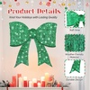 image:imageVINGLI Set of 3 Lighted Iridescent Cut Out Christmas Wreath Decorations 24in 295 White LED Lighted Yard Decorations Battery Operated Collapsible Indoor Outdoor Lawn Garden Front Porch Xmas HolidayGreen Bow