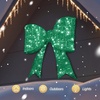 image:imageVINGLI Set of 3 Lighted Iridescent Cut Out Christmas Wreath Decorations 24in 295 White LED Lighted Yard Decorations Battery Operated Collapsible Indoor Outdoor Lawn Garden Front Porch Xmas HolidayGreen Bow