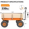 image:imageVINGLI Steel Garden Wagon Cart on Wheels 330lb Load Capacity Removable Heavy Duty Wooden Side Panels with Extendable Handle and 10inch AllTerrain Tires Wheelbarrow for Yard Landscaping OrangeOrange