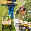image:imageVINGLI Steel Garden Wagon Cart on Wheels 330lb Load Capacity Removable Heavy Duty Wooden Side Panels with Extendable Handle and 10inch AllTerrain Tires Wheelbarrow for Yard Landscaping OrangeYellow