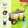 image:imageVINGLI Steel Garden Wagon Cart on Wheels 330lb Load Capacity Removable Heavy Duty Wooden Side Panels with Extendable Handle and 10inch AllTerrain Tires Wheelbarrow for Yard Landscaping OrangeYellow