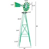 image:imageVINGLI Upgrade 8FT Ornamental Windmill Backyard Garden Decoration Weather Vane Heavy Duty Metal Wind Mill w 4 Legs Design GreyGreen