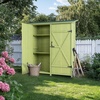 image:imageVINGLI Upgraded Outdoor Wooden Storage Shed Extra Large Garden Shed Outside Tool Cabinet with 2 Safety Latches Patio Storage Organizer for Garden Yard Lawn Equipment Light GreenLight Green