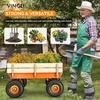 image:imageVINGLI Wagon Cart Steel Frame and Wood Coated Railing 330lbs All Terrain Wagon 92in Tires for Garden and Outdoor OrangeOrange