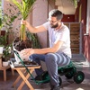 image:imageVINGLI Wheeled Gardening Stool 360 Swivel Rolling Seat Garden Cart with Adjustable Handle amp Utility Tool Tray Outdoor Planting Wagon Scooter for Yard Patio Lawn Green
