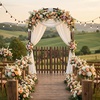 image:imageVINGLI Wooden Garden Arbor Heavy Duty Outdoor Frame Trellis with Gate for Ceremony Wood Trellis Garden Arch Pergola for Plant Climbing Patio Lawn WeddingGate