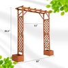 image:imageVINGLI Wooden Garden Arbor with Planter Wedding Arch for Ceremony Wood Garden Arbour Trellis for Plant Climbing Pergola for Garden Backyard Lawn Outdoor Dark BrownGolden Brown