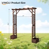 image:imageVINGLI Wooden Garden Arbor with Planter Wedding Arch for Ceremony Wood Garden Arbour Trellis for Plant Climbing Pergola for Garden Backyard Lawn Outdoor Dark BrownDark Brown