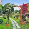 image:imageVINGLI Wooden Garden Arbor with Planter Wedding Arch for Ceremony Wood Garden Arbour Trellis for Plant Climbing Pergola for Garden Backyard Lawn Outdoor Dark BrownGolden Brown