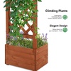 image:imageVINGLI Wooden Garden Arbor with Planter Wedding Arch for Ceremony Wood Garden Arbour Trellis for Plant Climbing Pergola for Garden Backyard Lawn Outdoor Dark BrownGolden Brown