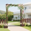 image:imageVINGLI Wooden Garden Arbor with Planter Wedding Arch for Ceremony Wood Garden Arbour Trellis for Plant Climbing Pergola for Garden Backyard Lawn Outdoor Dark BrownDark Brown