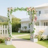 image:imageVINGLI Wooden Garden Arbor with Planter Wedding Arch for Ceremony Wood Garden Arbour Trellis for Plant Climbing Pergola for Garden Backyard Lawn Outdoor Dark BrownWhite