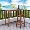 image:imageVINGLI Wooden Outdoor Bar Table Wood Patio Counter Height Table WeatherResistant Patio Pub Table for Garden Balcony Poolside Backyard Indoor Use Brown 45Brown