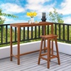 image:imageVINGLI Wooden Outdoor Bar Table Wood Patio Counter Height Table WeatherResistant Patio Pub Table for Garden Balcony Poolside Backyard Indoor Use Brown 45Brown