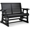 image:imageVINGLI Wooden Patio Glider Heavy Duty 800 LBS Outdoor Glider with Cup Holders 4 FT Wooden Glider Bench with High Backrest for Garden Yard Patio BlackBlack