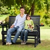 image:imageVINGLI Wooden Patio Glider Heavy Duty 800 LBS Outdoor Glider with Cup Holders 4 FT Wooden Glider Bench with High Backrest for Garden Yard Patio BlackBlack