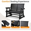image:imageVINGLI Wooden Patio Glider Heavy Duty 800 LBS Outdoor Glider with Cup Holders 4 FT Wooden Glider Bench with High Backrest for Garden Yard Patio BlackBlack